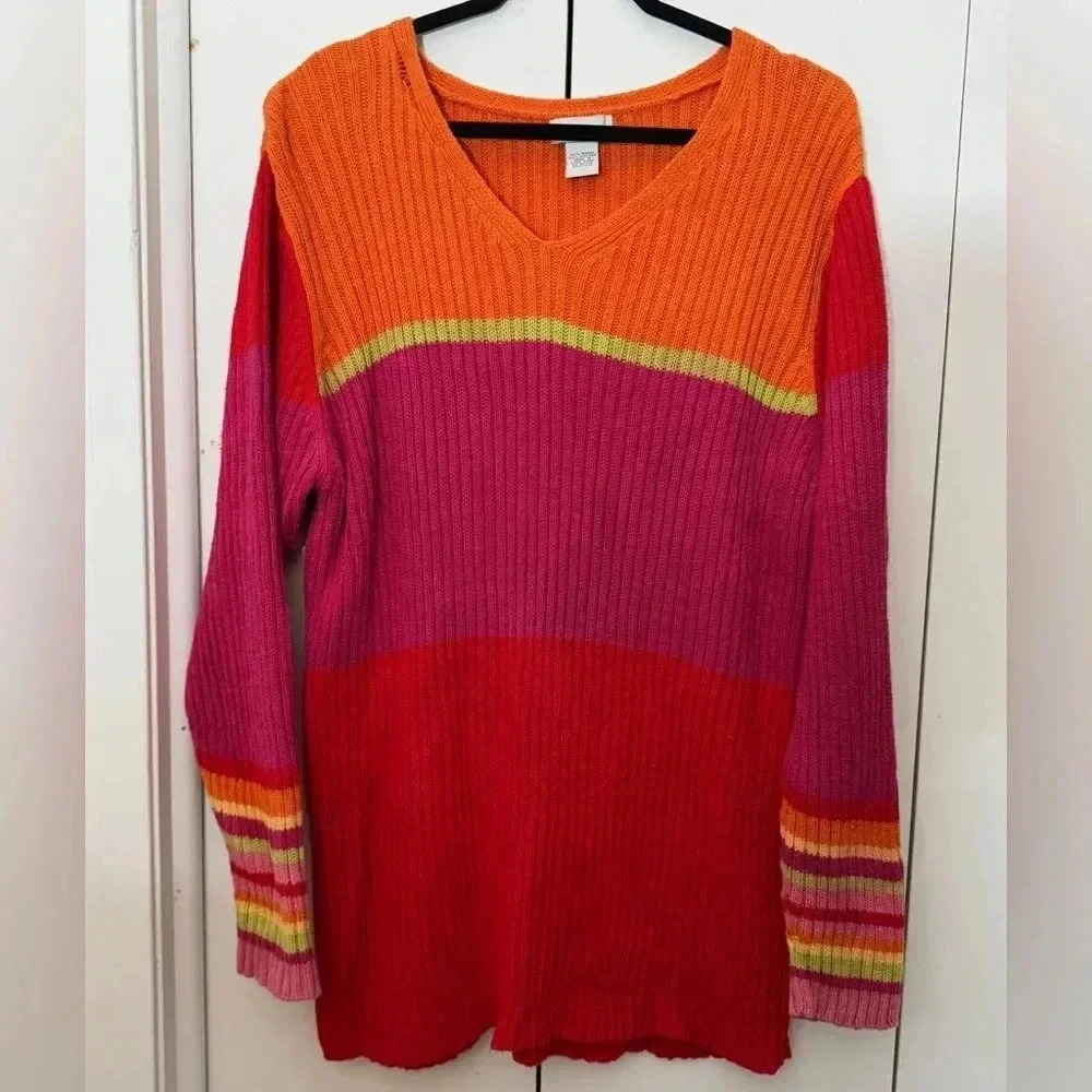 Y2K Colorblock Oversized Sweater Dress - Size 22W🌈